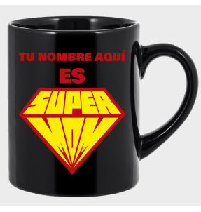 Taza negra para el día de la madre diseño Supermom