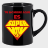 Taza negra para el día de la madre diseño Supermom