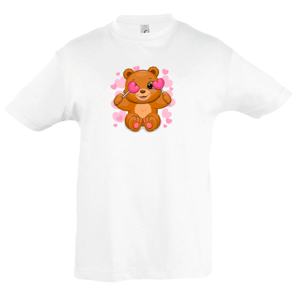 Camiseta infantil oso piruleta corazones