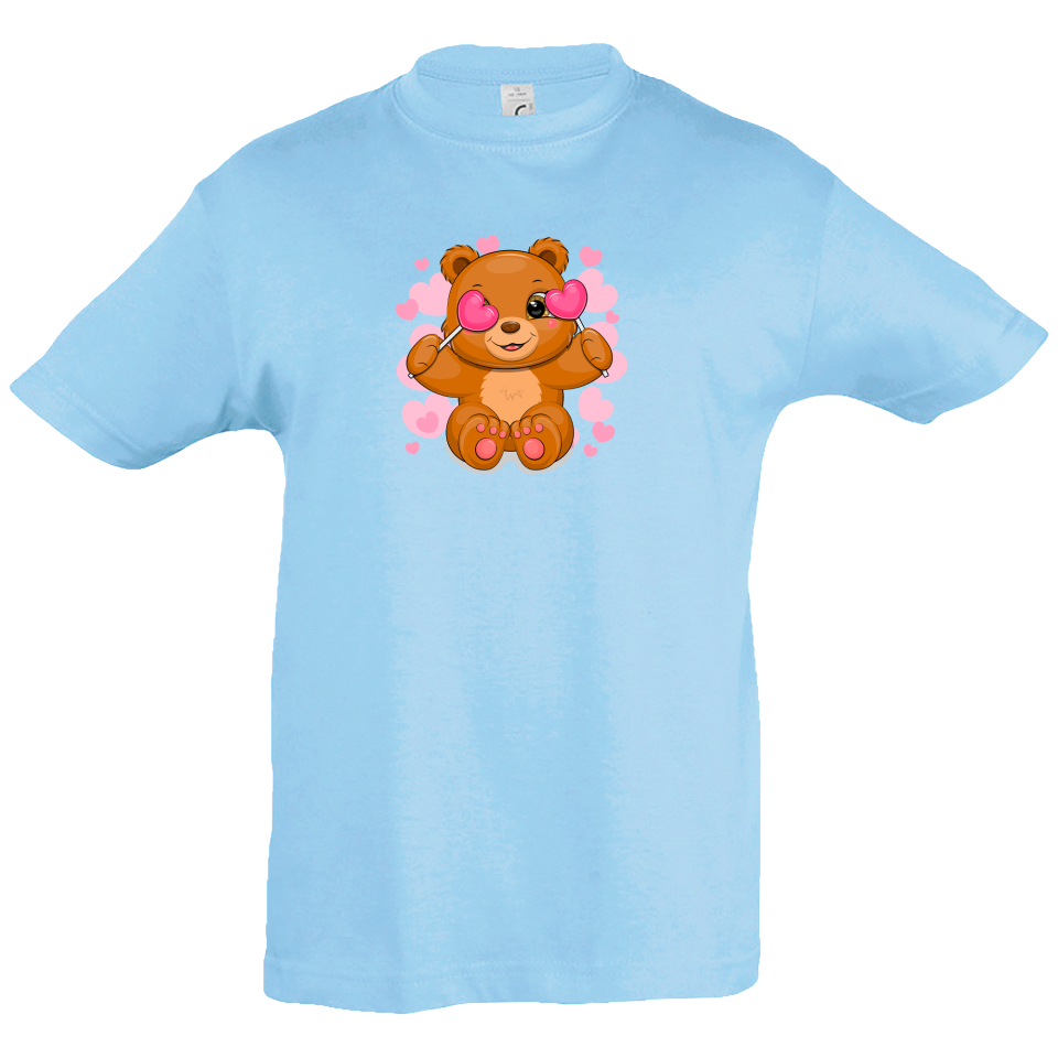 Camiseta infantil oso piruleta corazones