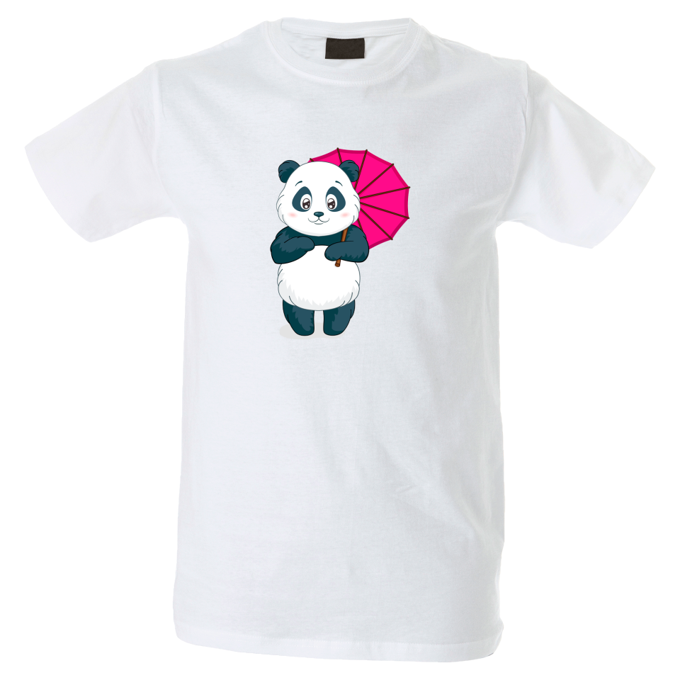 Camiseta hombre panda con paraguas