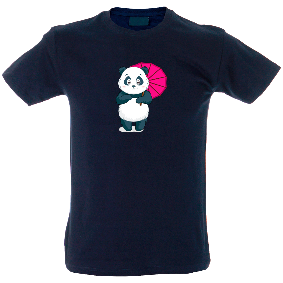 Camiseta hombre panda con paraguas