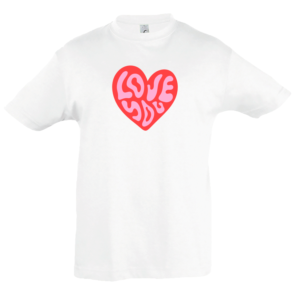 Camiseta infantil love you corazón