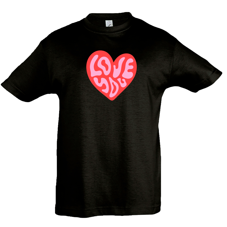 Camiseta infantil love you corazón