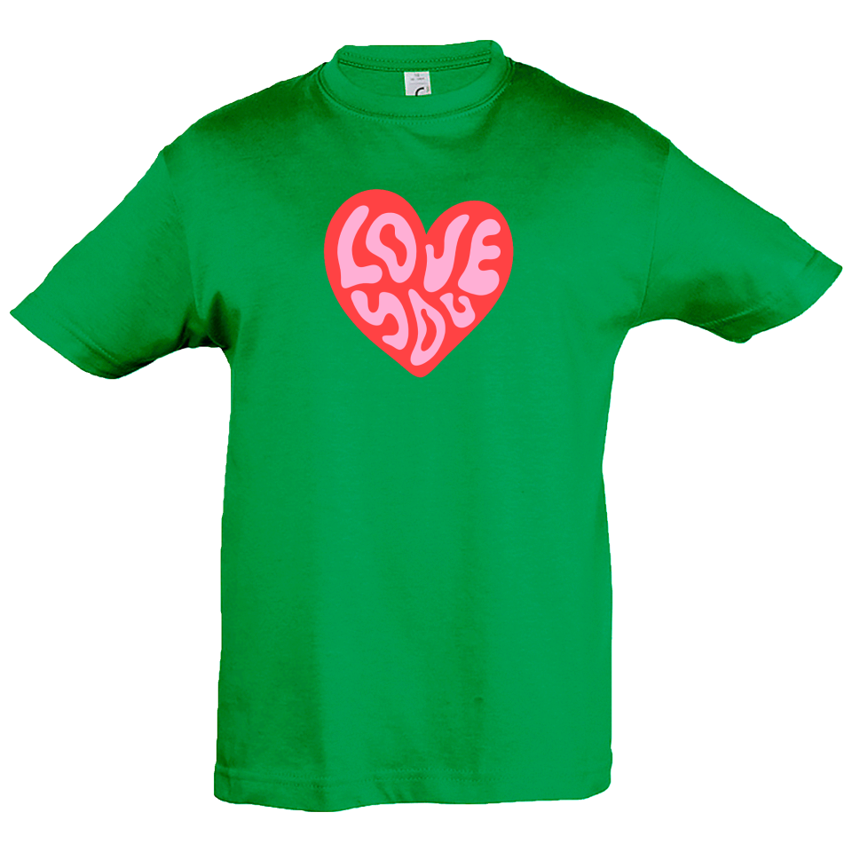 Camiseta infantil love you corazón