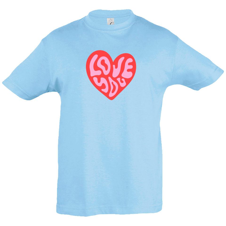 Camiseta infantil love you corazón