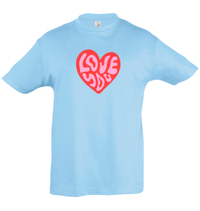 Camiseta infantil love you corazón