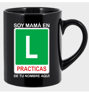 Taza negra para el día de la madre diseño En practicas
