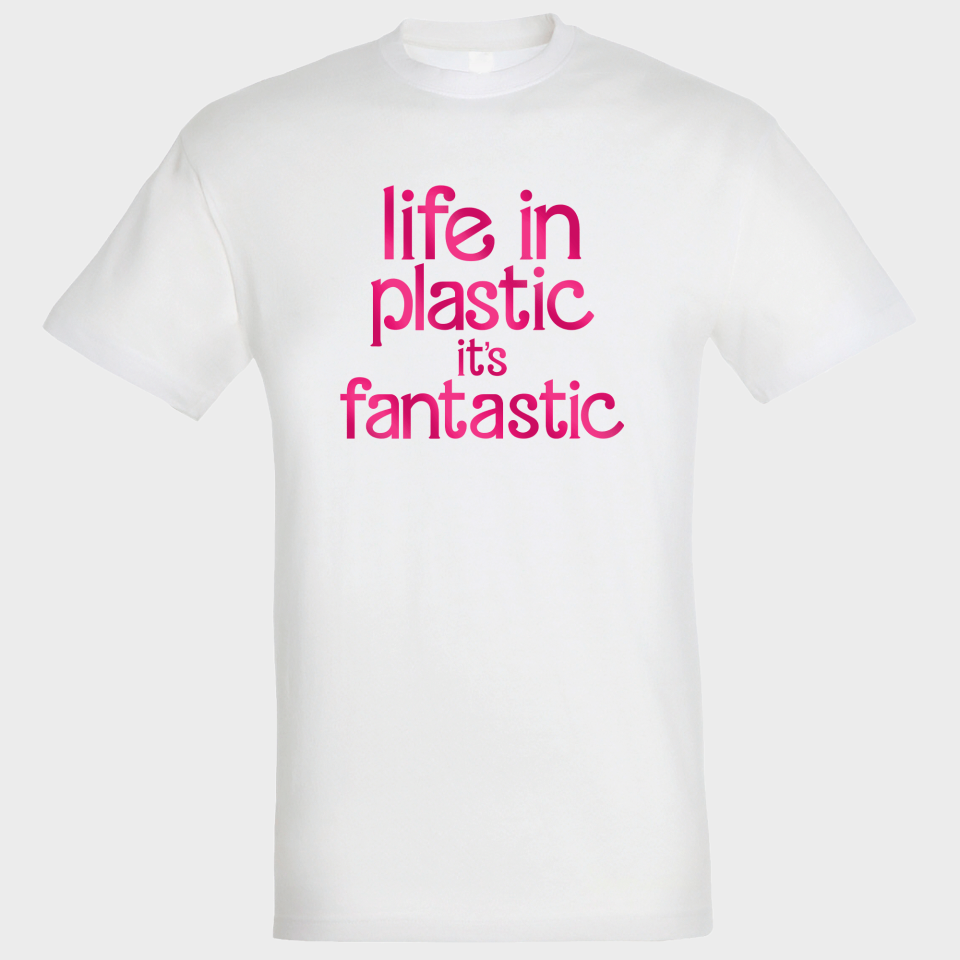 Camiseta algodón unisex Life In Plastic It's Fantastic  personalizada Vinilo Eco Fashion Metálico