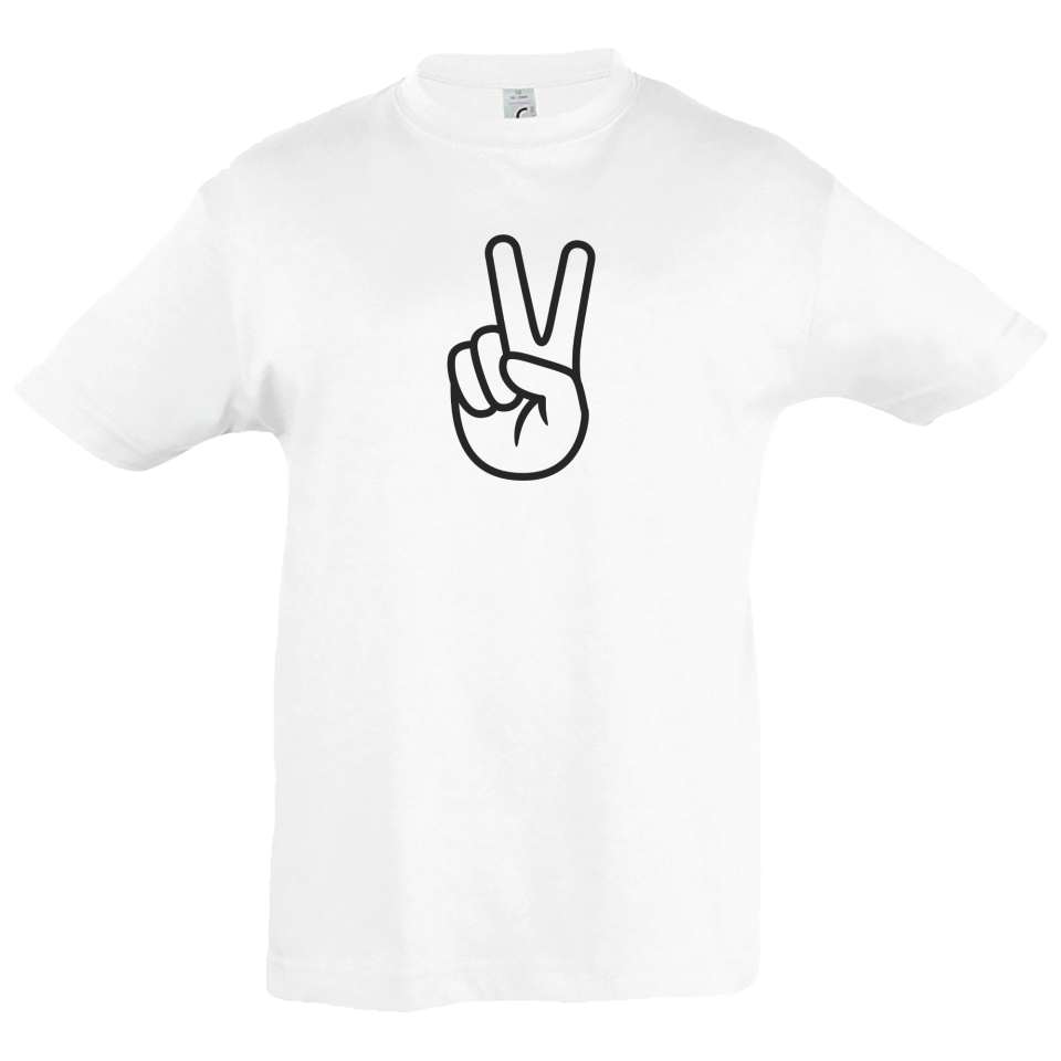 Camiseta infantil mano signo paz