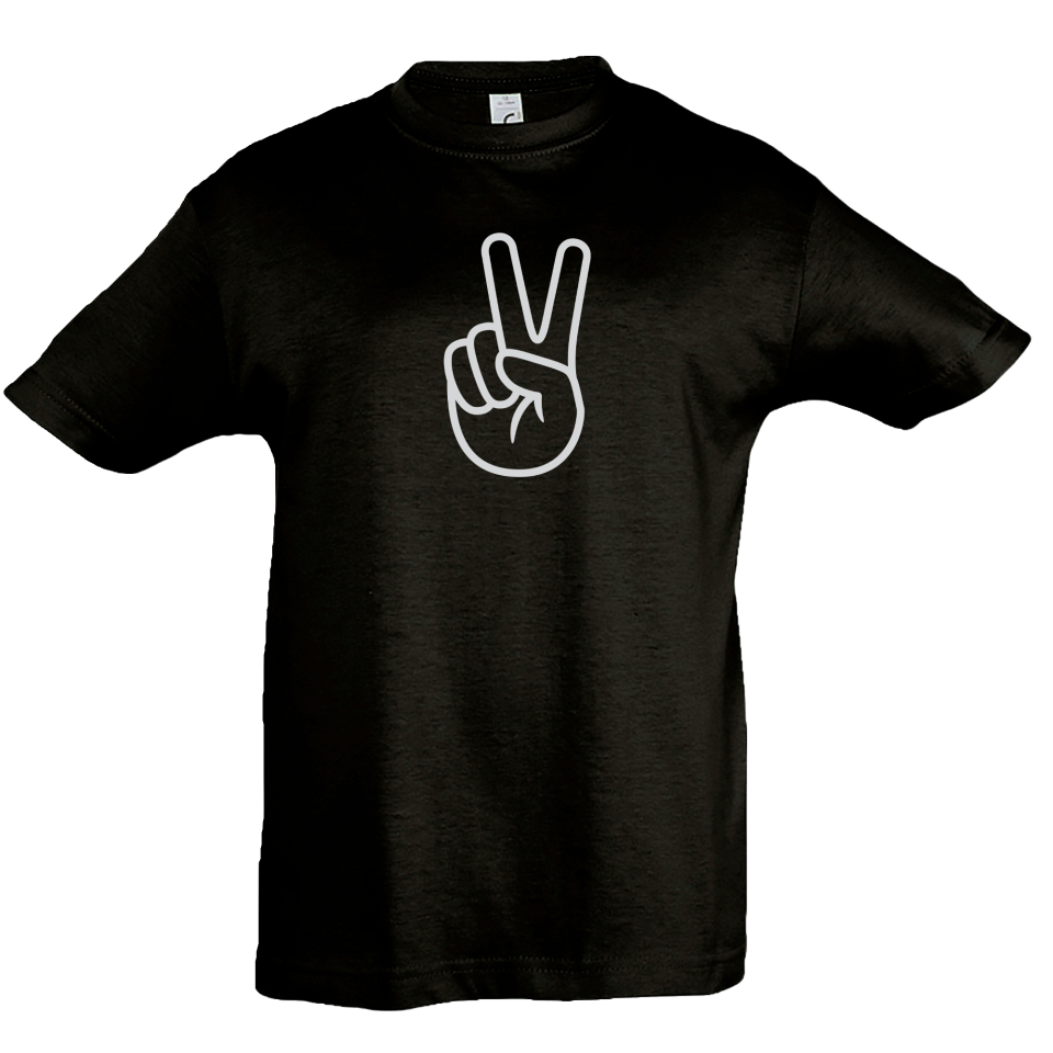Camiseta infantil mano signo paz