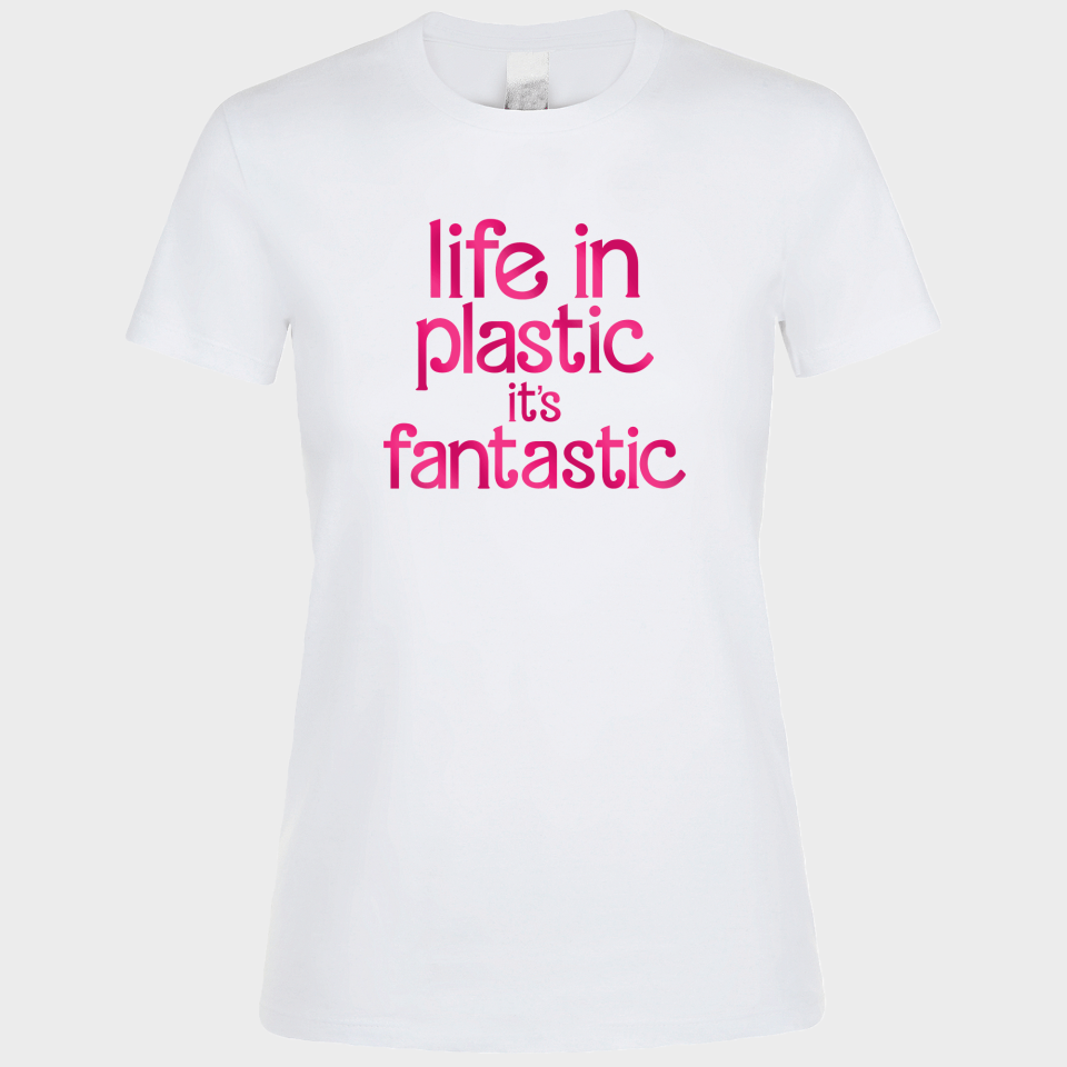 Camiseta algodón mujer Life In Plastic It's Fantastic  personalizada Vinilo Eco Fashion Metálico