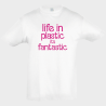 Camiseta algodón infantil Life In Plastic It's Fantastic personalizada Vinilo Eco Flock