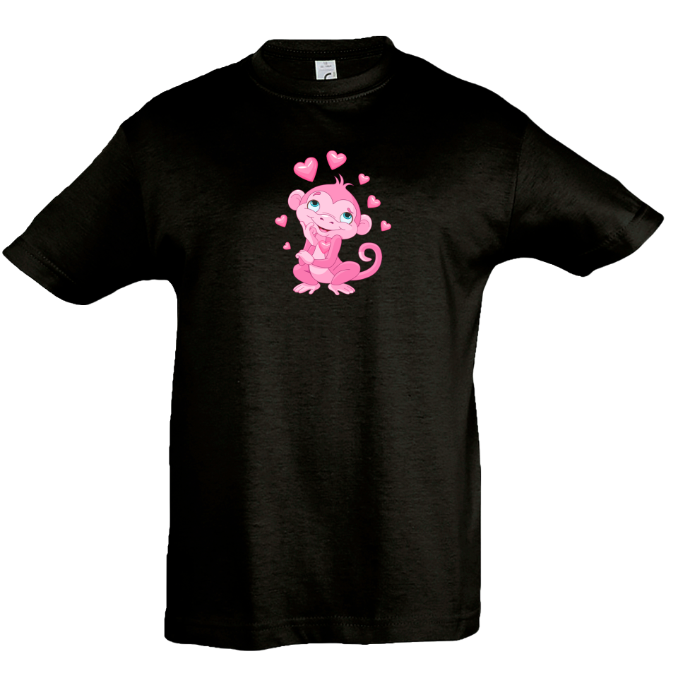 Camiseta infantil mono rosa enamorado