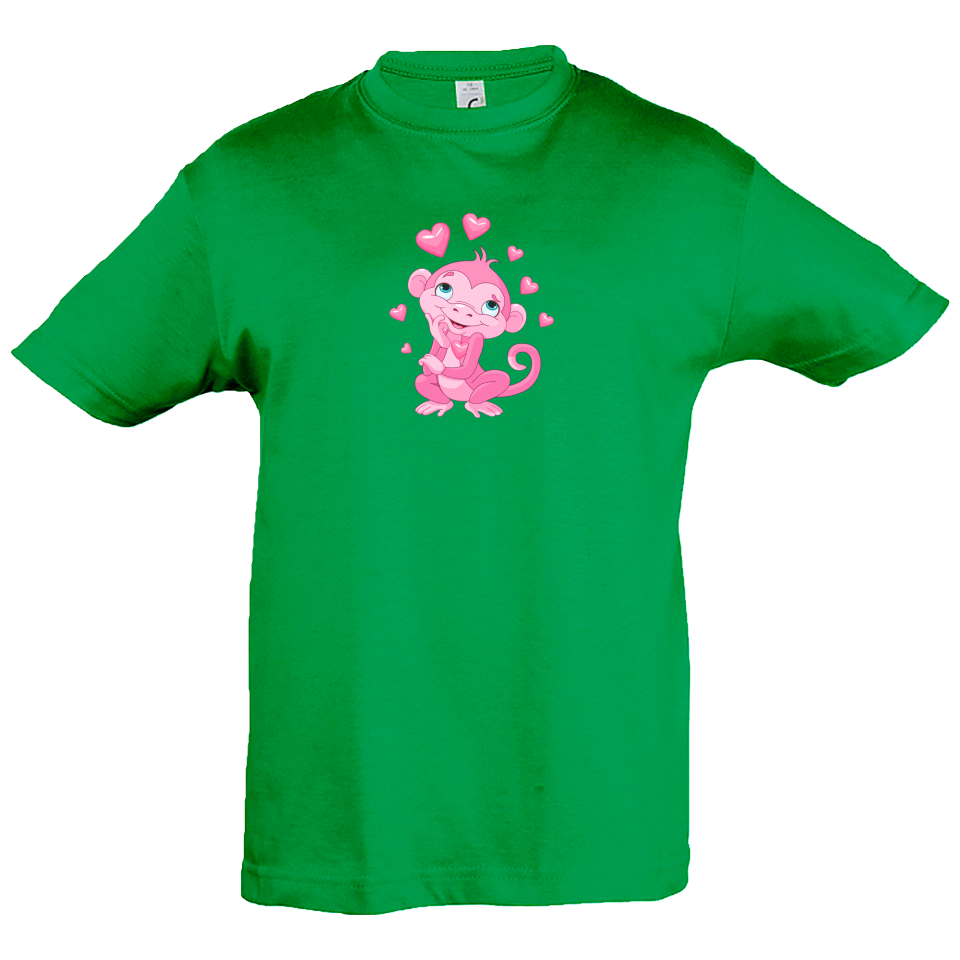 Camiseta infantil mono rosa enamorado