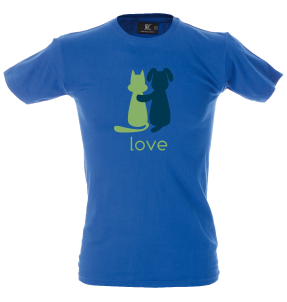 Camiseta hombre perro y gato enamorados