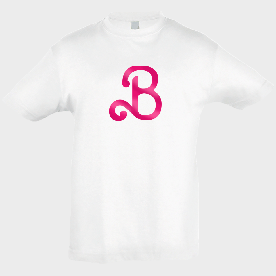 Camiseta algodón infantil Letra B personalizada Vinilo Eco Fashion Metálico