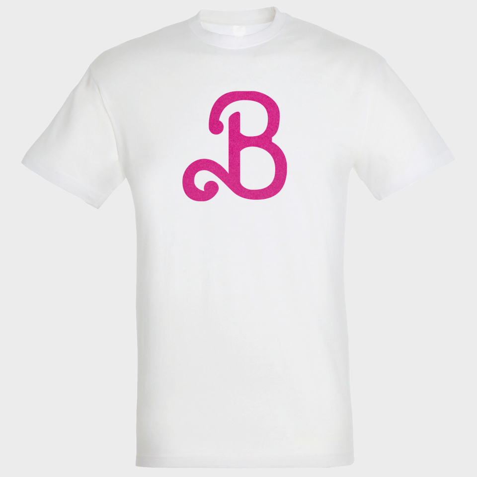 Camiseta algodón unisex Letra B personalizada Vinilo Eco Flock