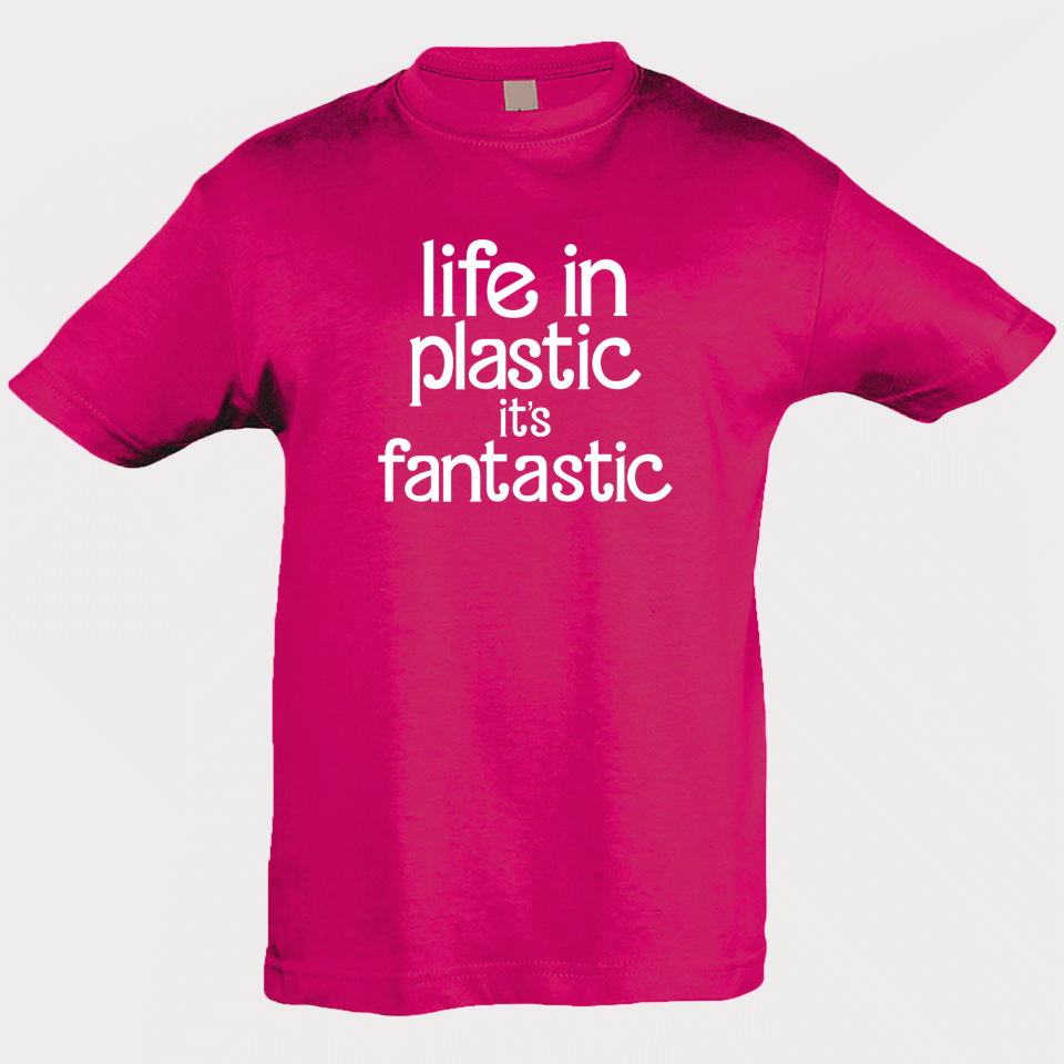 Camiseta algodón infantil Life In Plastic It's Fantastic personalizada Vinilo Eco DTF