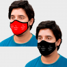 Mascarilla algodón orgánico reversible súper grande rojo y negra homologada con protección +90% personalizada