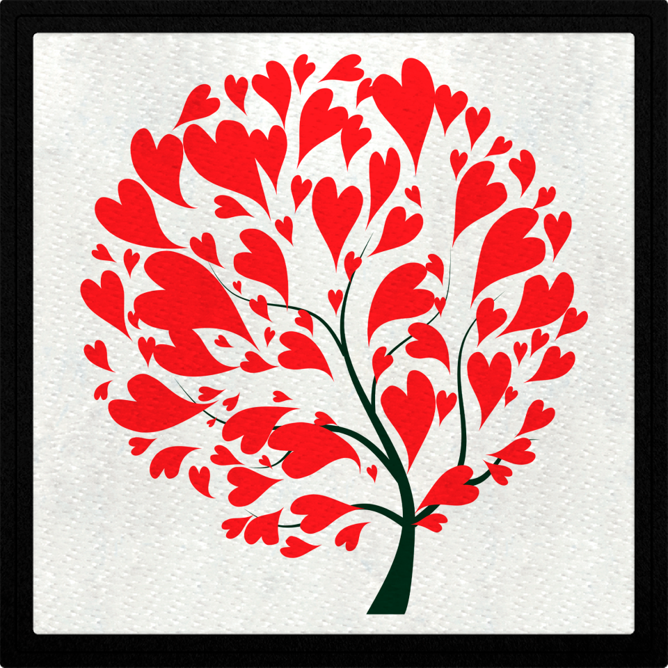 Parche cuadrado árbol de corazones