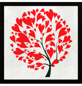 Parche cuadrado árbol de corazones