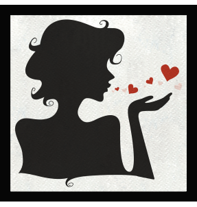 Parche cuadrado beso con corazones