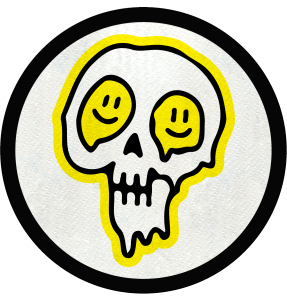 Parche redondo calavera derretida