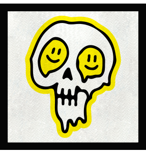 Parche cuadrado calavera derretida