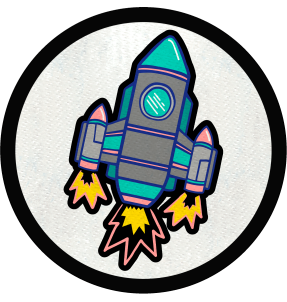 Parche redondo cohete con tres impulsores