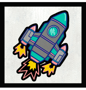 Parche cuadrado cohete con tres impulsores