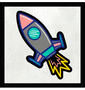 Parche cuadrado cohete