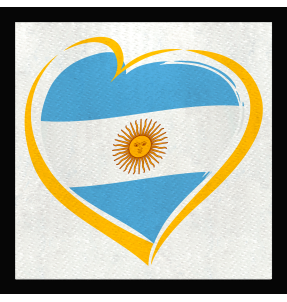 Parche cuadrado corazón bandera argentina