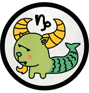 Parche redondo dibujo de capricornio