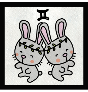 Parche cuadrado dibujo de géminis