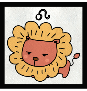 Parche cuadrado dibujo de leo