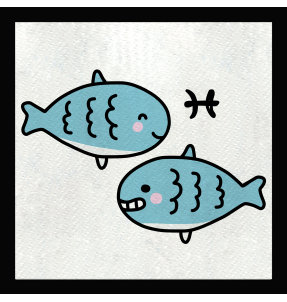 Parche cuadrado dibujo de piscis