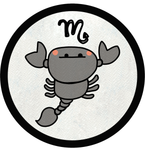 Parche redondo dibujo de scorpio