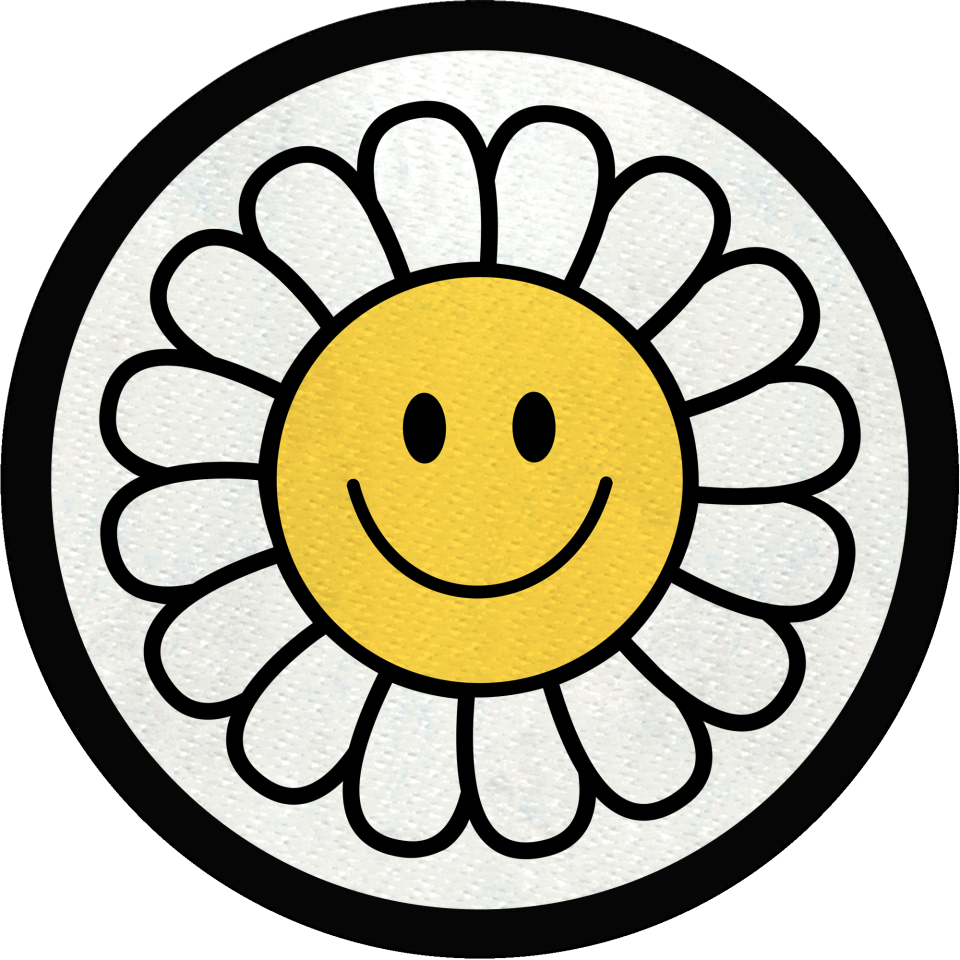 Parche redondo flor feliz