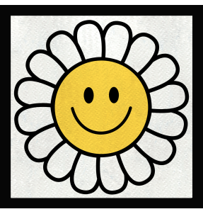 Parche cuadrado flor feliz