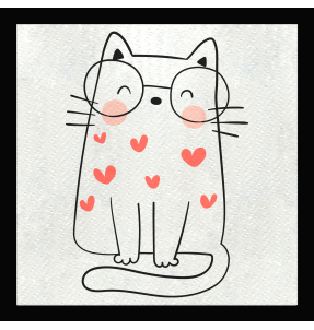 Parche cuadrado gato con corazones