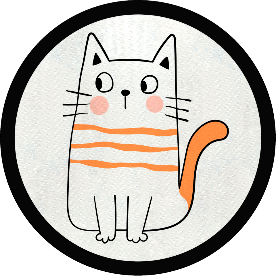 Parche redondo gato rayas naranjas