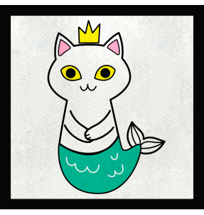 Parche cuadrado gato sirena