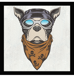 Parche cuadrado cabeza de perro motero