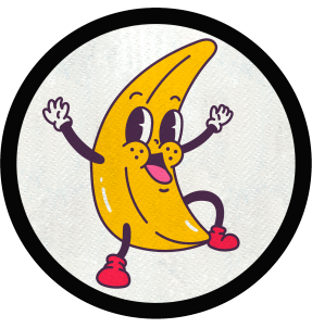 Parche redondo banana feliz