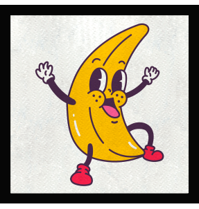 Parche cuadrado banana feliz