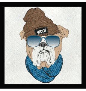 Parche cuadrado bulldog hipster