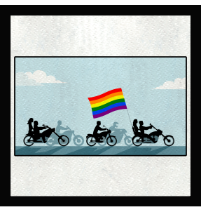 Parche cuadrado desfile de motos LGBTI