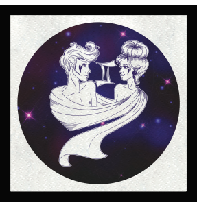 Parche cuadrado círculo astral géminis