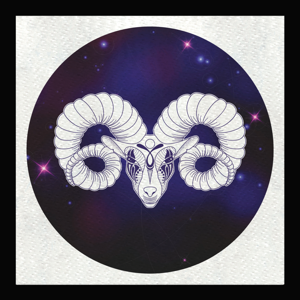 Parche cuadrado círculo astral aries